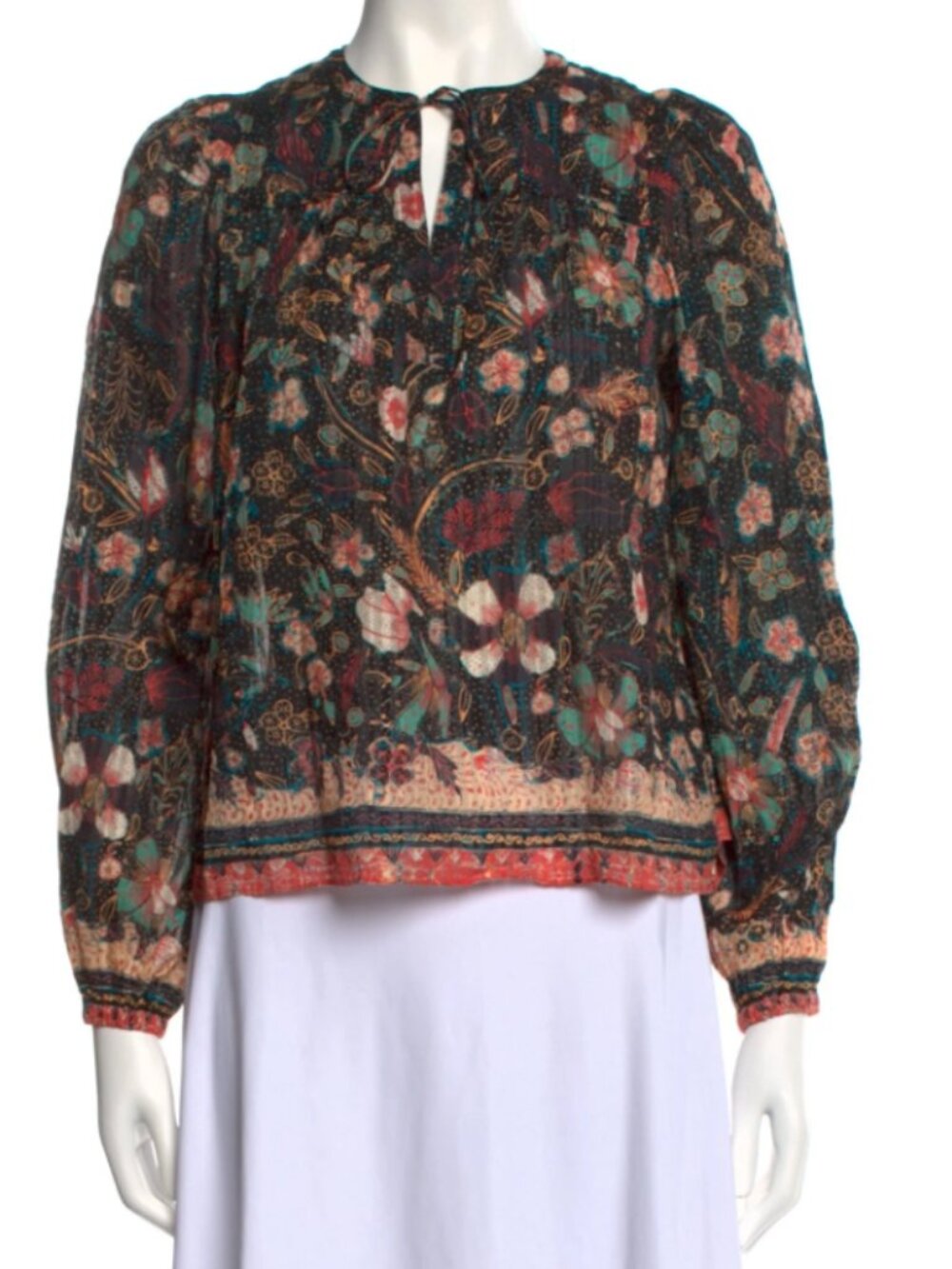 Ulla Johnson Andi Blouse in Obsidian Botanica (black & red) Size 0